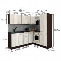 Bucatarie de Colt GENA NEW 5 DR. 170-220, Cu Corp de Cuptor, Wenge / Decor K366